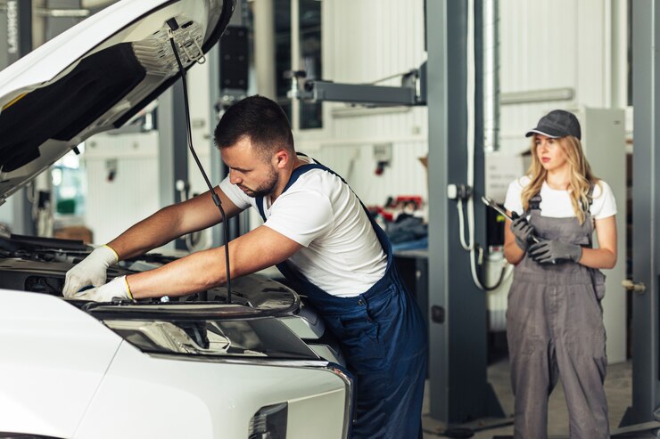 auto car garage _ car-service-employees-working